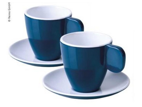 CAMP4- SET 2 TAZZINE BLU DA CAFFE' CON PIATTINO